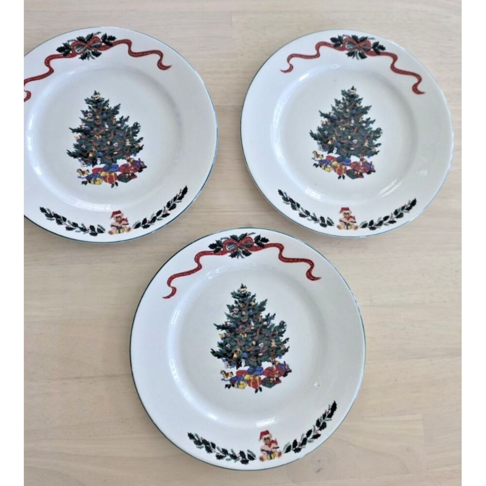 VTG Set-3 Newcor Origins CHRISTMAS MORNING #126 Salad Plates 7-3/8" Porcelain